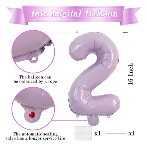 Image of TONIFUL 16 Inch 10 Pcs Light Purple 0-9 Birthday Number Balloons