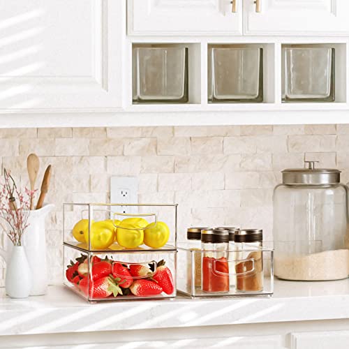 Qilinba Set Of 8 Stackable Pantry Organizer Bins, Clear Plastic Storage Bins For Home Edit Fridge Cabinet Organizing Storage Containers (4 Large And 4 Medium) #TOP4