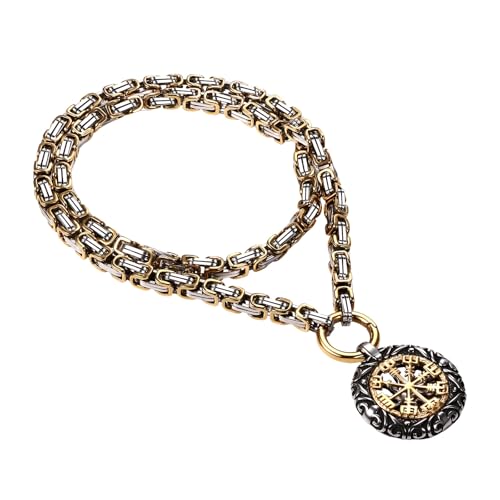 Collier viking homme avec pendentif hache et grosse chaîne byzantine païenne médiévale