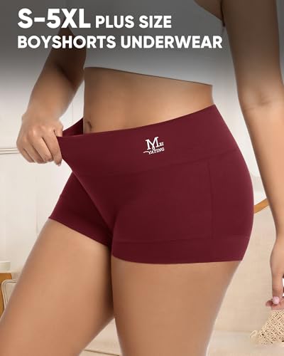 Image of MEIYATING Women's Underwear Boy Shorts Boxer Cotton Stretch Briefs Panties High Waisted Soft Plus Size 4 Pack
