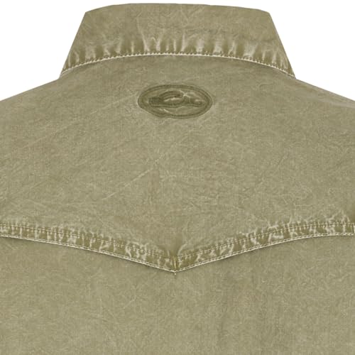 Drake Waterfowl Men's Cinco Ranch Western Acid Wash Solid Casual Athletic Lightweight Short Sleeve Buttoned Shirt3