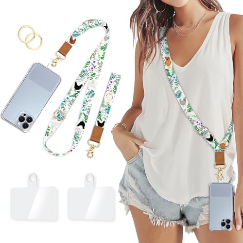 Image of Piefly Cell Phone Lanyard Crossbody Wrist Strap Adjustable for Women Leaf | Travel Daily Cruise, Around the Neck, Hands-free, Universal, Fit Keys ID badge, Accessories, Compatible with Most Smartphones