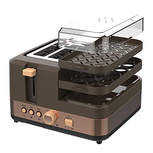 Brotmaschine, Multifunktionale Elektrische Toaster-Frühstücksmaschine Brotbacken 2 Scheiben Ofen Ei Dampfgarer Wurst Omelett Bratpfanne Grill