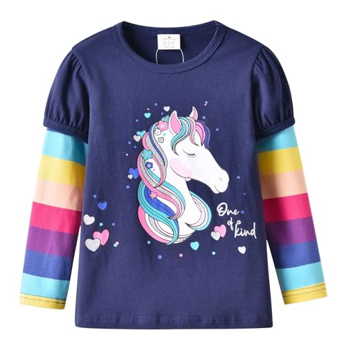 Image of VIKITA Girls Shirts Winter Long Sleeve Tops Print Tees for Girls,3-12 Years