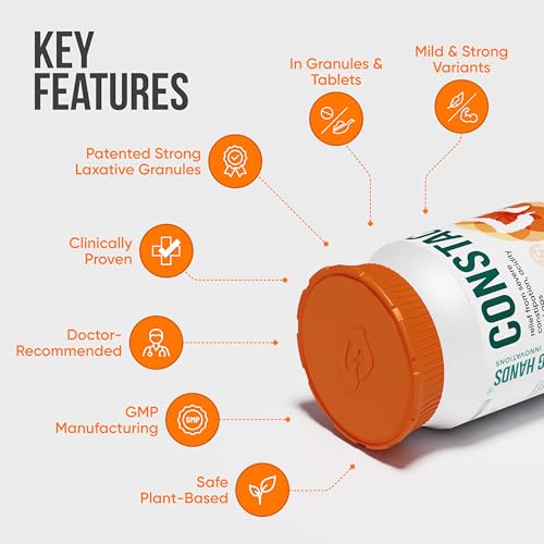 Image of Healing Hands Constac Plus for Relief in Severe Constipation, Acidity and Gas, Plant Based Natural Constipation Solution, Clinically Proven, Herbal, Strong - 100 gm (Granules)