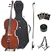 Cecilio CCO-500 Ebony Fitted Flamed Solid Wood Cello with Hard & Soft Case, Stand, Bow, Rosin, Bridge and Extra Set of Strings, Size 4/4 (Full Size)