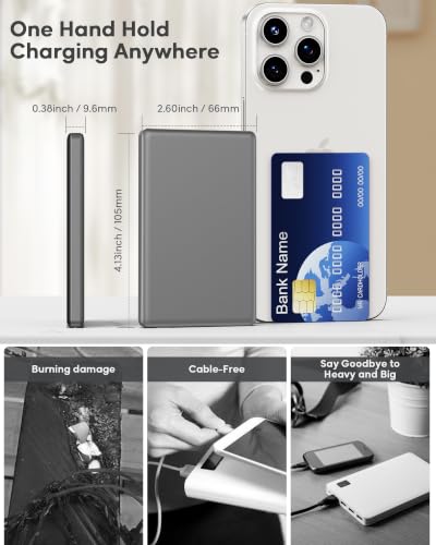 Image of for Magsafe Portable Charger, [0.38 inch Slim] 5000mAh Wireless Magnetic Power Bank with USB C Charging, Travel Essential Magsafe Battery Pack Compatible Charger for iPhone 17 /16 /15 /14 /13 /12 Series