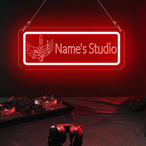 Image of Personalized Studio Neon Sign,Customizable Dimmable Acrylic Name Music LED sign for Music Room, Recording Studio, Gift for Musicians Audiophiles Enthusiasts