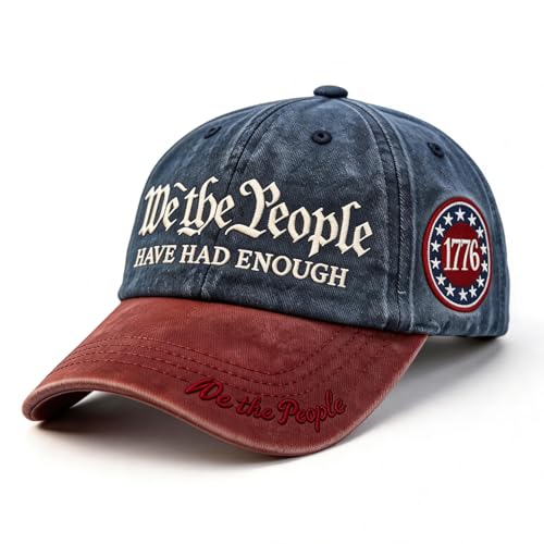 Pusfyeoh 250 Anniversary USA Hat We The People Have Had Enough Hat Patriotic Retro Washed Adjustable Embroidered Baseball Cap
