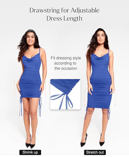 Image of Popilush Corset Dress - Summer Club Outfits for Women Built in Bra Shapewear Drawstring Adjustable Ruched Mini Dresses