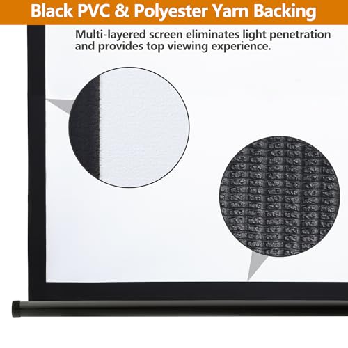 Image of SUPER DEAL 100'' 16:10 HD Projection Screen Foldable Anti-Crease Portable Projector Movie Screen Manual Pull Down for Home Theater Presentation Education Outdoor Indoor Public Display, Black