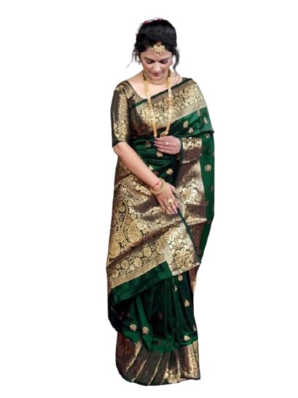 Women's Pure Soft Kanjivaram Silk Saree | Banarasi Style Sari With Unstitched Blouse Piece | Wedding Collection-image-39