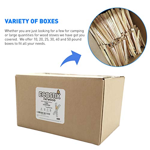EasyGoProducts Approx. 120 Eco-Stix Fatwood Starter Kindling Firewood Sticks Wood Stoves Camping Firestarter Fire Pit BBQ, 10 Lbs