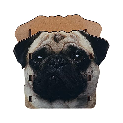 Portalápices, contenedor de madera en forma de perro, caja de almacenamiento de lápiz de marcador, decoración creativa de escritorio de oficina, para hombre y mujer Gadgets caja de almacenamiento (B) Cover