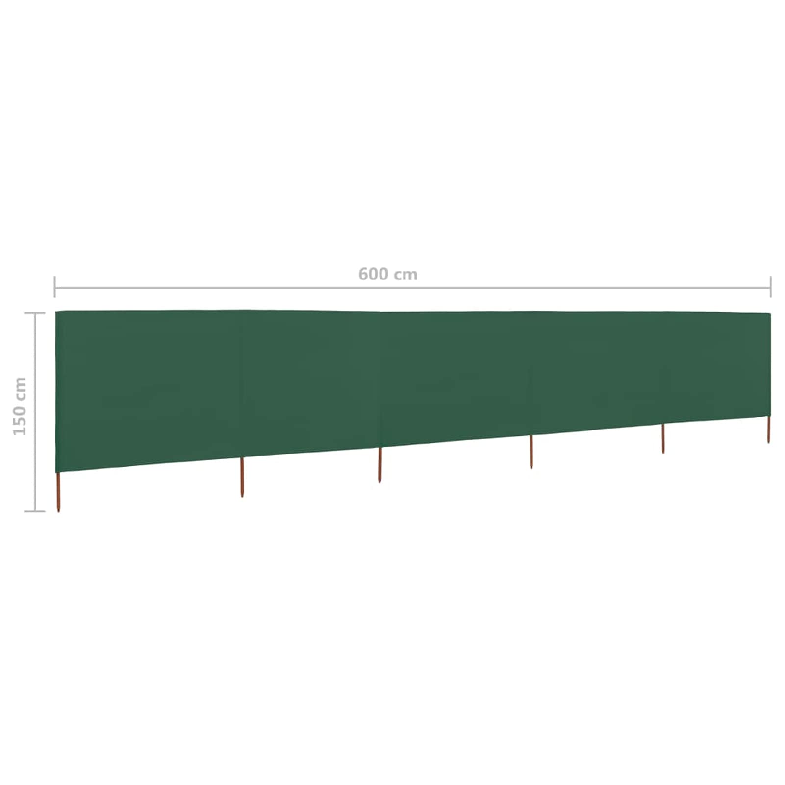 Homgoday Paravento in tessuto a 5 pannelli, 600 x 120 cm, verde, per campeggio, protezione dal vento, per giardino, spiaggia, parasole, protezione per la privacy
