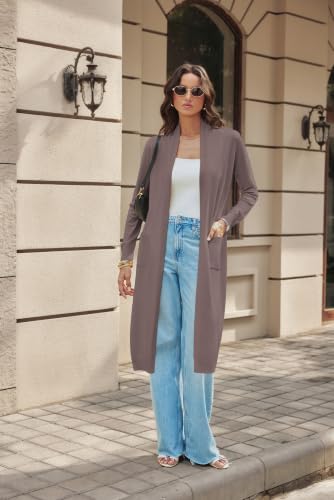 Image of GRACE KARIN Essential Solid Open Front Maxi Long Knitted Cardigan Sweater for Women