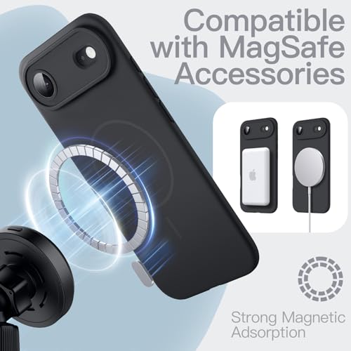 Image of JETech Magnetic Silicone Case for iPhone Air, Black | Compatible with MagSafe, Silky Soft Touch, Full Camera Lens Protection, Shock Absorbing Phone Cover