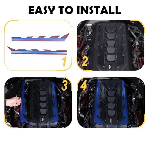 Image of CHEAYAR Engine Bay Panel Cover Compatible with Chevrolet Corvette C8 2020-2023, Engine Shroud Cover Panel Trims, C8 Accessories 2PCS (Engine Bay Trim - Blue)
