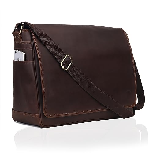 Full Grain Leather Messenger Bag for Men & Women