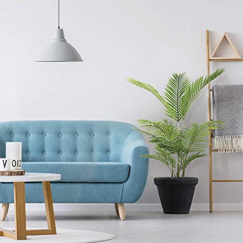 Ferrgoal Artificial Areca Palm Plants 55 Inch Fake Dypsis Lutescens Tree with 15 Trunks in Pot and Woven Seagrass Belly Basket Perfect Faux Plant for Home Indoor Outdoor Office Modern Decor Green - Thumbnail 4