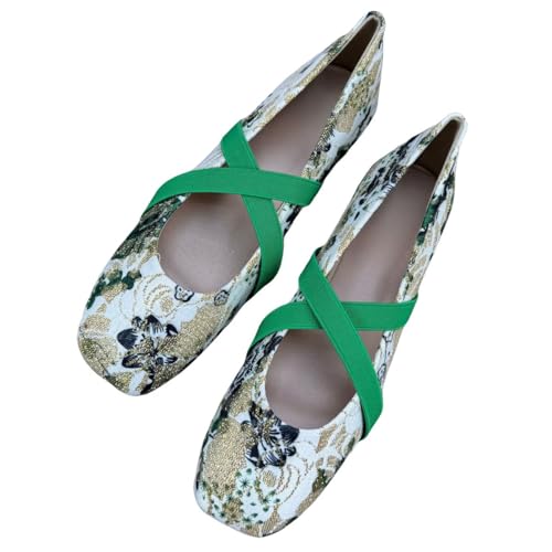 INEELUYI Women's Flats Comfortable Fashion Shoes with Elastic Straps Dressy Ballerina Style for Women Casual Flat