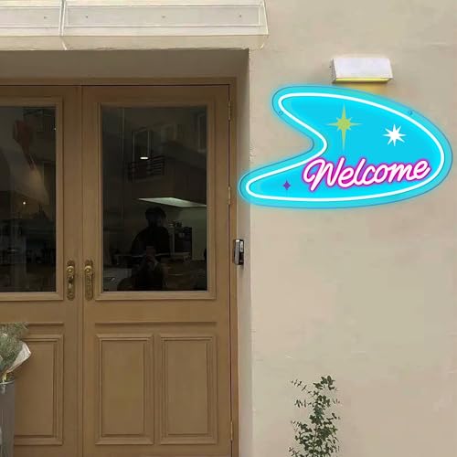 Image of Allball Mid Century Modern Boomerang Neon Sign, USB Powered Dimmable LED Neon Light, for Welcome Sign for Party Entrance Business Event Venue Reception Lighting, Gifts for New Business Owners(15.7*9)
