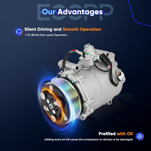 Image of ECCPP AC Compressor Direct Fit for Acura TSX L4 2.4L 2009-2014 | 57889,58889 Fast Cooling AC Compressor with Clutch Low Vibration Under 72db Reduces Engine Load Fuel Efficient
