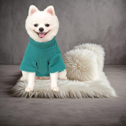 2 Stück/3 Stück Fleece Hundepullover für kleine Hunde, weicher Warmer Rollkragen Hunde Sweater Mantel, Haustier Welpe Katze Winterbekleidung (A-Grau Grün Blau, M)