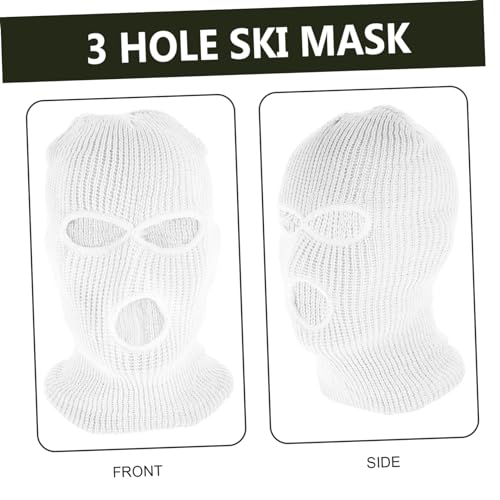 Máscara de tejido con 3 agujeros para esquí, balaclava para hombres y mujeres, cubierta cálida para actividades al aire libre en climas fríos, cómoda y transpirable, ideal para esquí, ciclismo y uso exterior, blanco miniatura 5