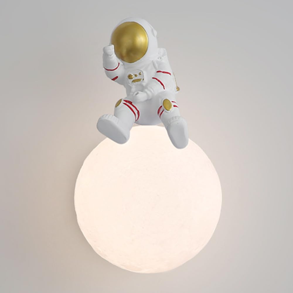 Luz de pared de globo blanco tipo astronauta y aplique de resina moderno