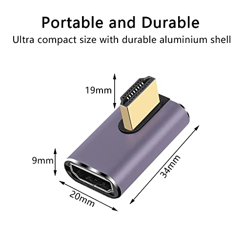 PNGKNYOCN 8K HDMI 270 Degree Adapter,2 Pack Right Angle HDMI 2.1 Male to Female Converter Support 8K@60Hz/4K@120Hz HDR - Image 3