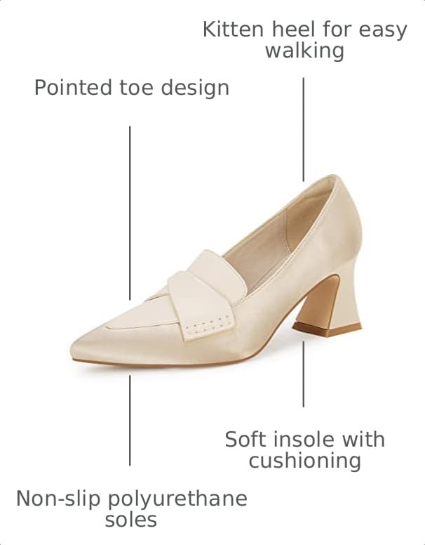 Image of Women's Chunky Block Low Heels Pumps Stitching Retro Work Office Dress Shoes