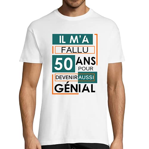 T-shirt anniversaire 50 ans humour homme graphique imprimé en France pour cadeau unique