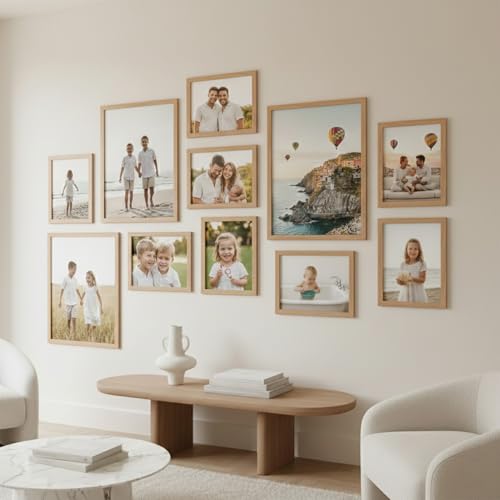 Image of HOTHOUSE Photo Frame For Wall Decor | Collage Picture Frames For Wall Decor | Aesthetic Rectangular Photo Frames For Home Decor Office Livingroom Bedroom | Set of 11 (BROWN, Combo-3)