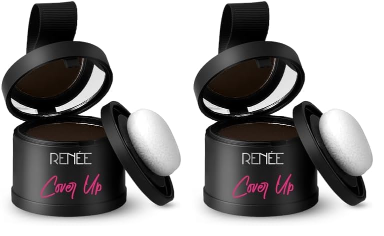 Image of RENEE Cover-Up Hair Powder- Brown, Helps Cover Grey Roots & Bald Spots Instantly, Highly Pigmented, Fuller and Denser, Long-Lasting & Matte Finish, Fine Powder for Flawless Application, 4gm