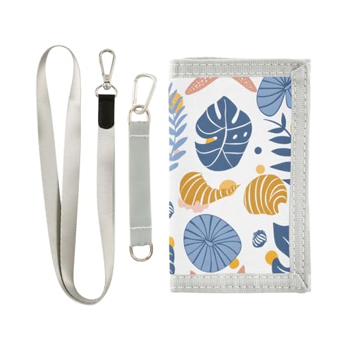 ALAZA Kids Wallets for Boys Girls Toddler Trifold Wallet Children Small Shell Plants Leaf Beach with Zipper Coin Pocket