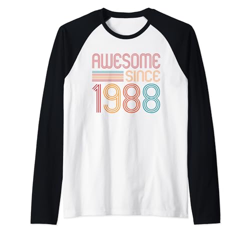 Awesome Since 1988 Vintage 1988 Birth Of Birthday Men Women Camiseta Manga Raglan