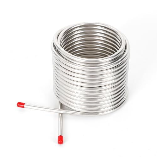 Cooling Coil Pipe, 50' Wort Chille, Stainless Steel Metal Coil Tube, Immersion Wort Chiller for Beer Wine Cooler Home Silver