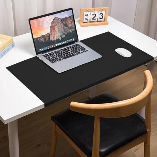 Protector de bordes de cuero, tapete plegable antideslizante para computadora para mouse y teclado, oficina, hogar, trabajo, mesa de escritura, tapete de escritura (negro, 90 x 50 cm)
