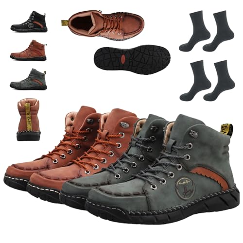 Vilobel Mens Work Boots, Vilobel Mens Non Slip on Shoes, Men's Orthopedic Safety Work Boots Protective Toe Ankle Protection Waterproof Lightweight Shock Absorption