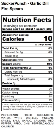 Suckerpunch Fiery Arbol Garlic Dill Pickle Spears 24 Ounce, 2-Pack #TOP2