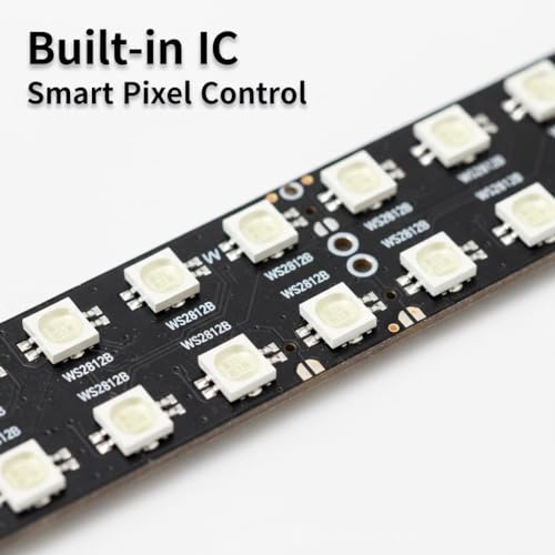 Image of Auslese Dream Color Pixel LED Light Strip 5V WS2812B Individually Addressable RGB Strip with Built-in IC, IP20 Non-Waterproof for DIY, PC & Smart Home Lighting (60 LEDs /m, 5 Meter, Black PCB)