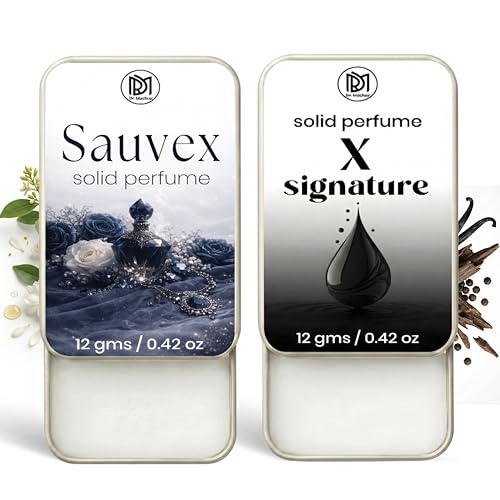 Image of Dr.Mashur Solid Perfume |x signature&Sauvex Alcohol Free Wax Perfume Balm, Long Lasting | Pocket Tin 12g, Pack Of 2| Non Greasy Smooth Glide, Travel Friendly Men And Women
