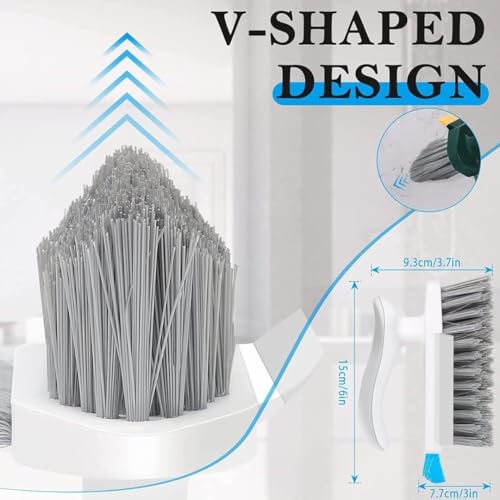 Image of Grout Cleaner Brush 4 in 1 with Squeegee,Bathroom Cleaning Brushes,V-Shape Gap Scrub Brush Crevice Cleaning Brush Tools, Multifunctional scrubbing Floor Brush for Corner,Window,Sink,Kitchen
