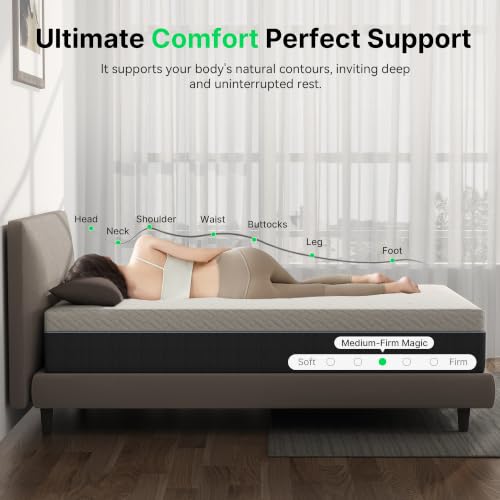 Image of 8 inch Twin Mattress Cooling Memory Foam Mattresses, Medium Firm | Mattress in a Box for Pressure Relief & Cool Sleep, Fiberglass Free, CertiPUR-US Certified, White & Gray