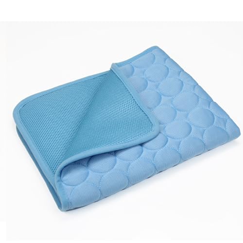 AZVFLY Kühldecke Hund Waschbar Kühldecke Katzen: Ungiftig Kühlkissen für Haustiere Faltbar Kühlmatte Hund Schlafplätze & Möbel für Hunde im Sommer (100 * 70CM-Blau)