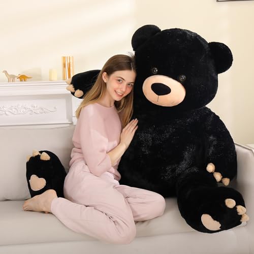 MorisMos XXL Ours en Peluche Geant 150cm, Noir Nounours Géant Kawaii Peluche Géante avec Empreinte de Patte 1.5m Ours Peluche GrosseTeddy Bear Grand Cadeau pour Enfant Anniversaire Deco – Image 7