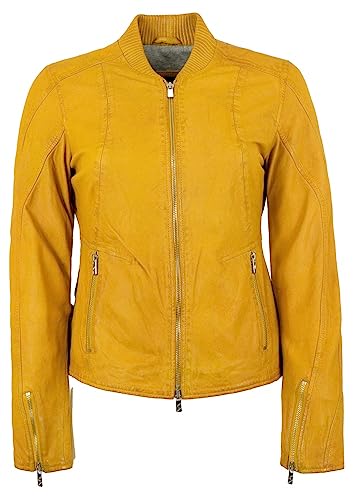 Jilani - Damen Echtleder Lederjacke Lammleder gelb antik Größe 48