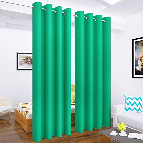 Image of Story@Home Room Darkening Faux Silk Noise Reducing Thermal Insulated Eyelet Ring Top Blackout Curtains with Tie Backs Set of 4 Piece - Teal (9 Feet - Long Door)- 46 x 108 Inch