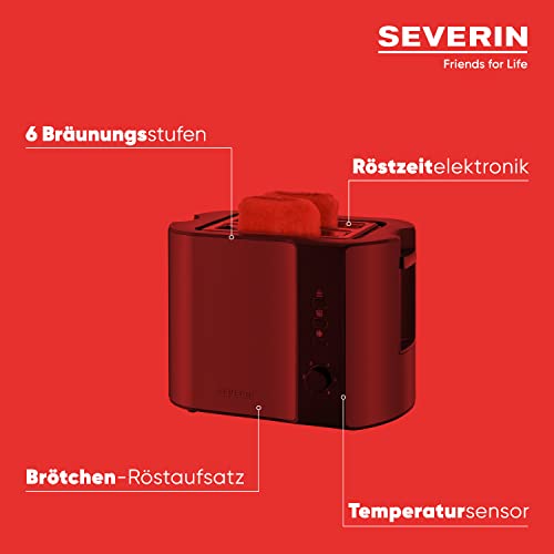 SEVERIN Automatik-Toaster, Toaster mit Brötchenaufsatz, hochwertiger Edelstahl Toaster zum Toasten, Auftauen und Erwärmen, 800 W, grau-metallic / schwarz, AT 9541 – Bild 5